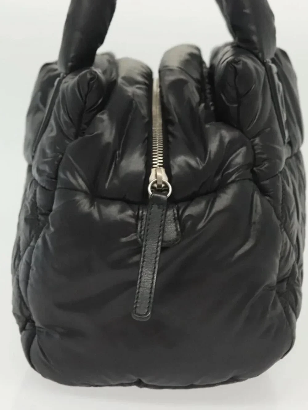 CHANEL Cococoon Hand Bag Nylon Black Silver CC Auth BA5555